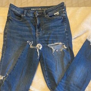American Eagle Outfitters Women's Ripped Blue Skinny Jeans